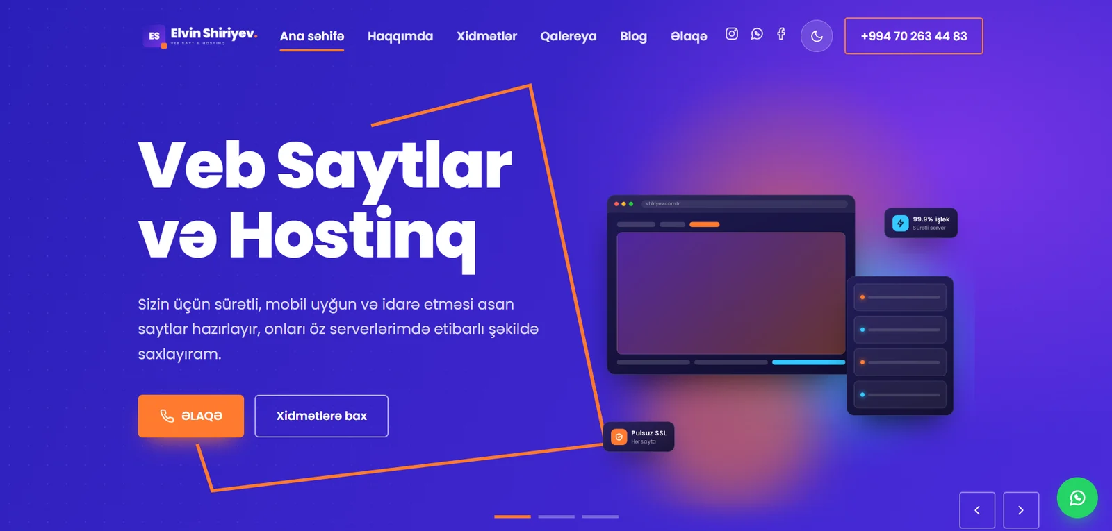 Sayt qurucusu ilə hazırlanmış nümunə sayt